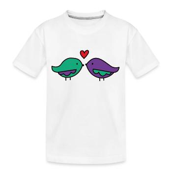 Valentines Tag küssende Vögel - Kinder Premium Bio T-Shirt - Weiß - Vorne