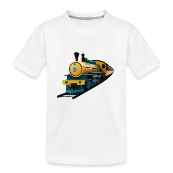 Große Dampflok - Kinder Premium Bio T-Shirt - Weiß - Vorne