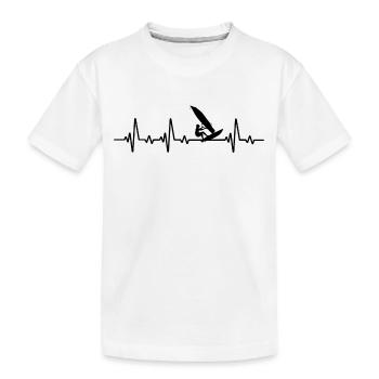 Windsurfing heartbeat windsurfer - Kids' Premium Organic T-Shirt - white - Front