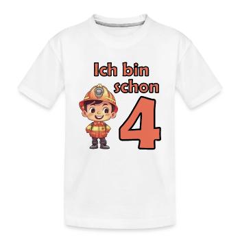 Feuerwehr Kindergeburtstag für 4. Geburtstagsparty - Kinder Premium Bio T-Shirt - Weiß - Vorne