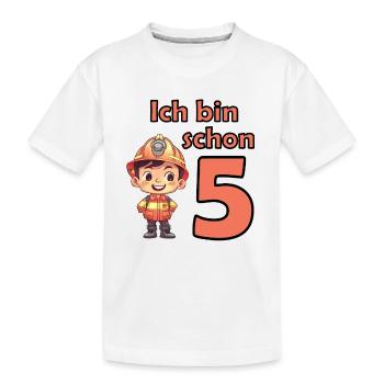 Feuerwehr Kindergeburtstag für 5. Geburtstagsparty - Kinder Premium Bio T-Shirt - Weiß - Vorne