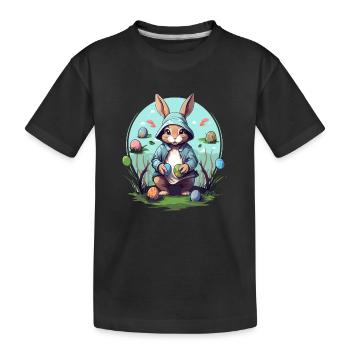 Sweet Easter bunny, Easter eggs - Kids' Premium Organic T-Shirt - black - Front