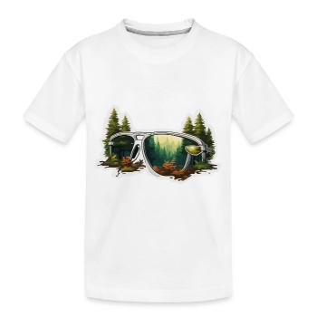 Sonnenbrille / Reflektion / Wald / Spiegelung - Kinder Premium Bio T-Shirt - Weiß - Vorne