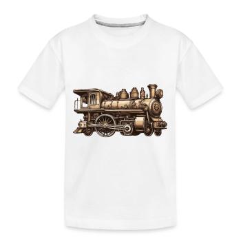 Zug / Lokomotive / Dampflok / Eisenbahn / Lock - Kinder Premium Bio T-Shirt - Weiß - Vorne
