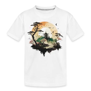 Asiatischer Tempel - Kinder Premium Bio T-Shirt - Weiß - Vorne