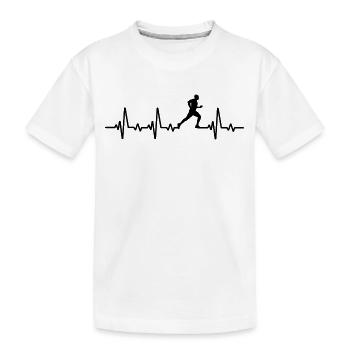 Laufen Joggen Herzschlag T-shirt Marathon Läufer - Kinder Premium Bio T-Shirt - Weiß - Vorne