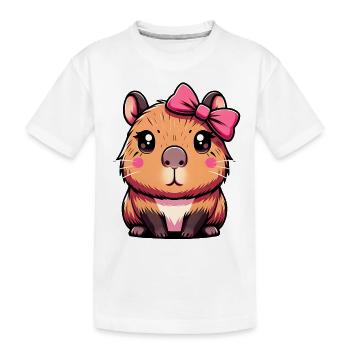 Süßes Capybara Rosa Schleife Capybara - Kinder Premium Bio T-Shirt - Weiß - Vorne