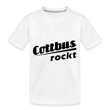 Cottbus rockt - Textdesign mit Stadtnamen - Kinder Premium Bio T-Shirt - Weiß - Vorne