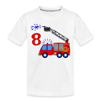 Fire engine 8 birthday children - Kids' Premium Organic T-Shirt - white - Front