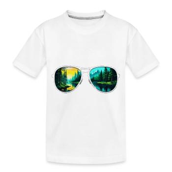 Sonnenbrille / Reflektion / Wald / Spiegelung - Kinder Premium Bio T-Shirt - Weiß - Vorne