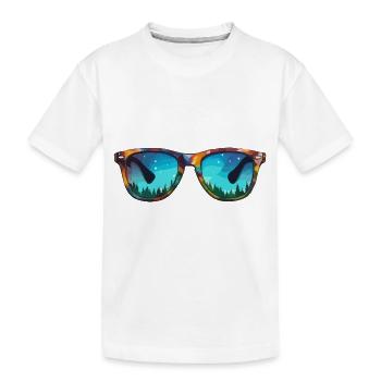 Sonnenbrille / Reflektion / Wald / Spiegelung - Kinder Premium Bio T-Shirt - Weiß - Vorne