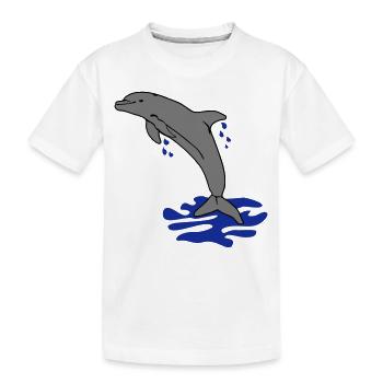 jumping dolphin water drops - Kids' Premium Organic T-Shirt - white - Front