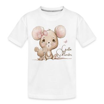 Große Schwester Maus - Kinder Premium Bio T-Shirt - Weiß - Vorne