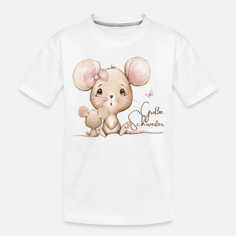 Große Schwester Maus - Kinder Premium Bio T-Shirt - Weiß