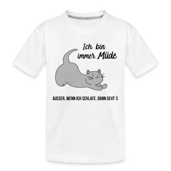 Katzen schlafen Katze Müde Schlaflos Geek Geschenk - Kinder Premium Bio T-Shirt - Weiß - Vorne