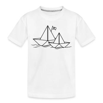 Bateau en papier Coeur en papier Bateau en papier 2 paires de bateaux en papier - T-shirt bio Premium Enfant - blanc - Devant