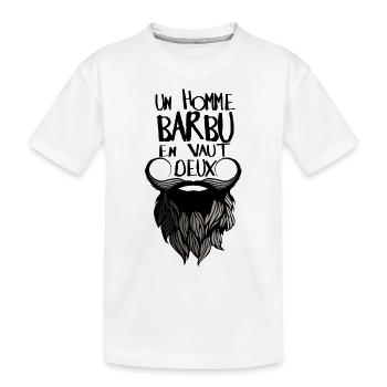 citation homme barbu vaut deux 2 humour barbe drol - T-shirt bio Premium Enfant - blanc - Devant