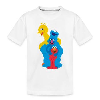 Sesamstraße Elmo, Grobi, Krümelmonster und Bibo - Kinder Premium Bio T-Shirt - Weiß - Vorne