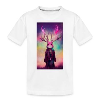 Le lapin-cerf mage - T-shirt bio Premium Enfant - blanc - Devant