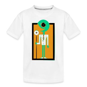 Ecko der Alien mit der Blume - Kinder Premium Bio T-Shirt - Weiß - Vorne
