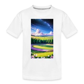Landschaft mit 4 Bereichen, Generative KI - Kinder Premium Bio T-Shirt - Weiß - Vorne