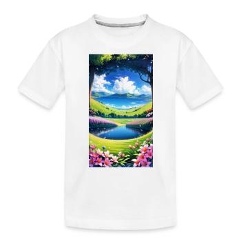 Landschaft mit 4 Bereichen, Generative KI - Kinder Premium Bio T-Shirt - Weiß - Vorne
