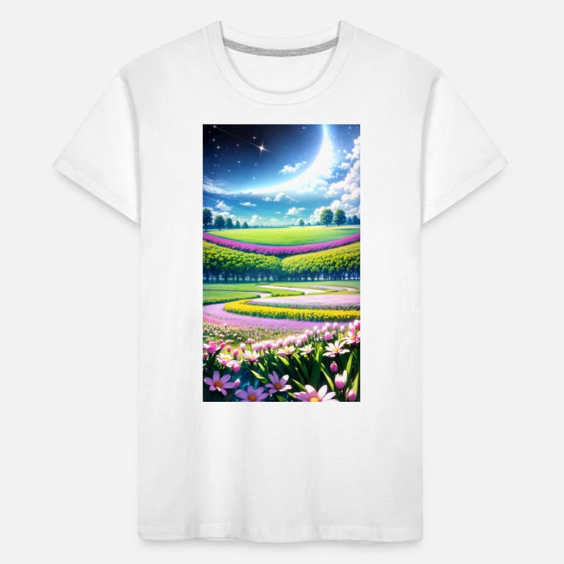 Landschaft mit 4 Bereichen, Generative KI Kinder Premium Bio T-Shirt