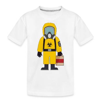 Biohazad Anzug mit Tasche - Kinder Premium Bio T-Shirt - Weiß - Vorne