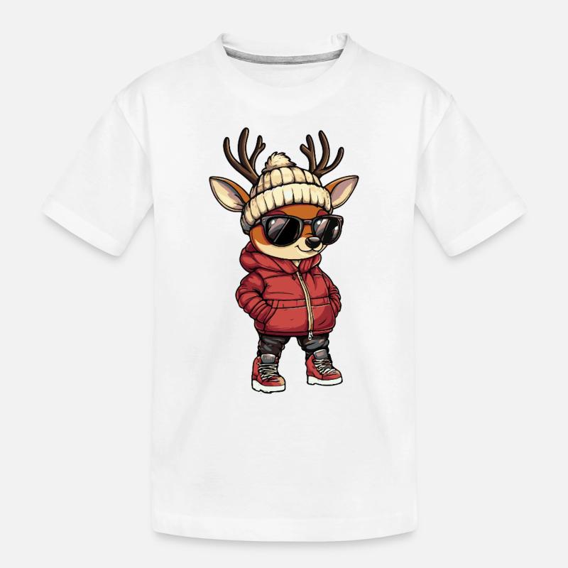 Hirsch Cool Comic - Kinder Premium Bio T-Shirt - Weiß
