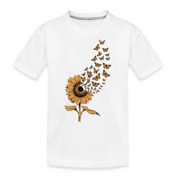La fleur se transforme en papillons - T-shirt bio Premium Enfant - blanc - Devant