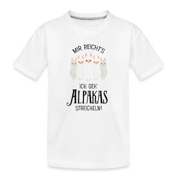Mir Reichts Ich Geh Alpakas Streicheln - Kinder Premium Bio T-Shirt - Weiß - Vorne