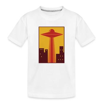 70er Ufo über Stadt - Kinder Premium Bio T-Shirt - Weiß - Vorne