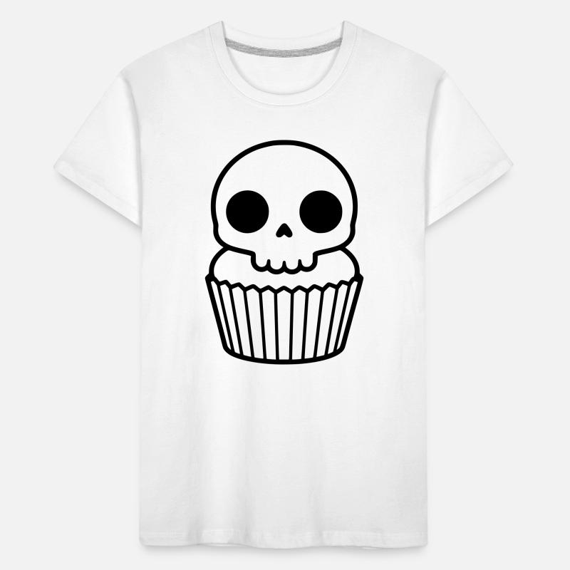 Cupcake spettrale | Teschio di Halloween Maglietta ecologica premium per bambini
