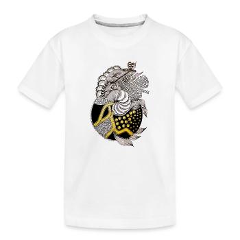 Fischmuster mit goldenem Akzent - Kinder Premium Bio T-Shirt - Weiß - Vorne