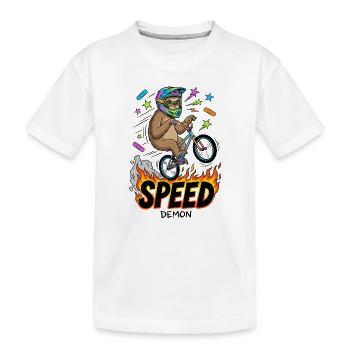Speed Demon Faultier - Kinder Premium Bio T-Shirt - Weiß - Vorne