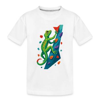 Bouldering Gecko Climbing Animal Climbing Lizard Gift - Kids' Premium Organic T-Shirt - white - Front
