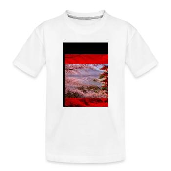 Kirschblütenpagode Szene - Kinder Premium Bio T-Shirt - Weiß - Vorne