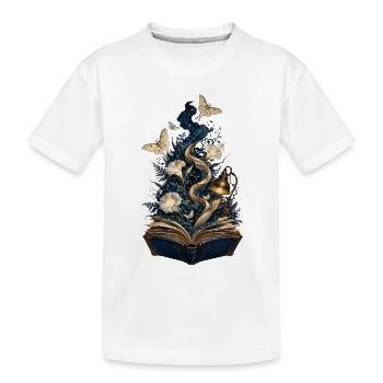 Buch der Sternennächte und Blumen - Kinder Premium Bio T-Shirt - Weiß - Vorne