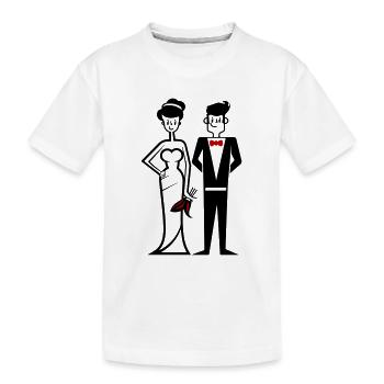 Mariage, Couple, Mariée, Marié - T-shirt bio Premium Enfant - blanc - Devant