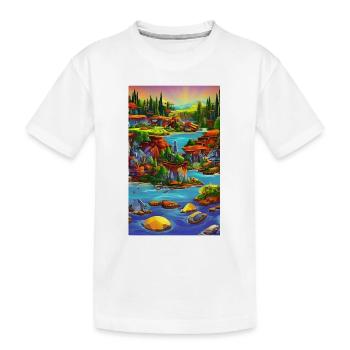 Abstract ai seaside town scene - Kids' Premium Organic T-Shirt - white - Front