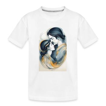 Couple in lines of black & gold - Kids' Premium Organic T-Shirt - white - Front