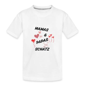 Mamas und Papas Schatz - Kinder Premium Bio T-Shirt - Weiß - Vorne