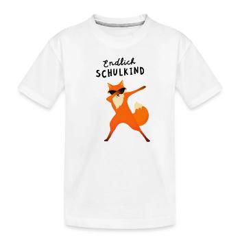 Endlich Schulkind Dab Fuchs Einschulung - Kinder Premium Bio T-Shirt - Weiß - Vorne