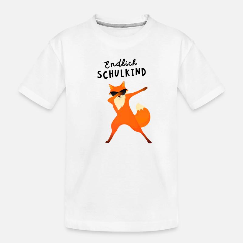 Endlich Schulkind Dab Fuchs Einschulung - Kinder Premium Bio T-Shirt - Weiß