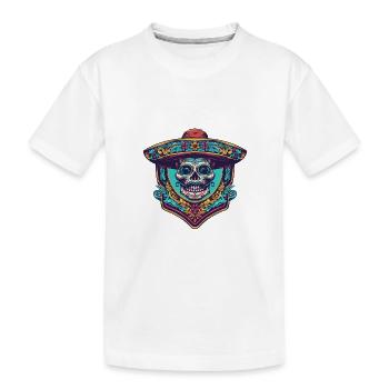 Mexikaner Totenkopf Sombrero - Kinder Premium Bio T-Shirt - Weiß - Vorne