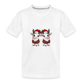 Mountain Goat Christmas Team - Kids' Premium Organic T-Shirt - white - Front