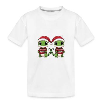 Echse Weihnachten Team - Kinder Premium Bio T-Shirt - Weiß - Vorne