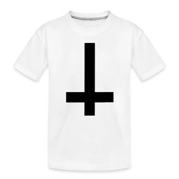upside-down black cross - gothic motif gloomy - Kids' Premium Organic T-Shirt - white - Front