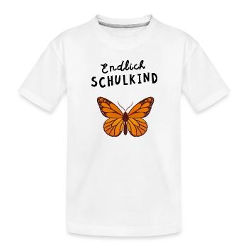Endlich Schulkind Schmetterling Einschulung - Kinder Premium Bio T-Shirt - Weiß - Vorne
