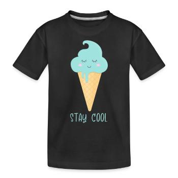 Ice cream cone "Stay Cool" - Kids' Premium Organic T-Shirt - black - Front